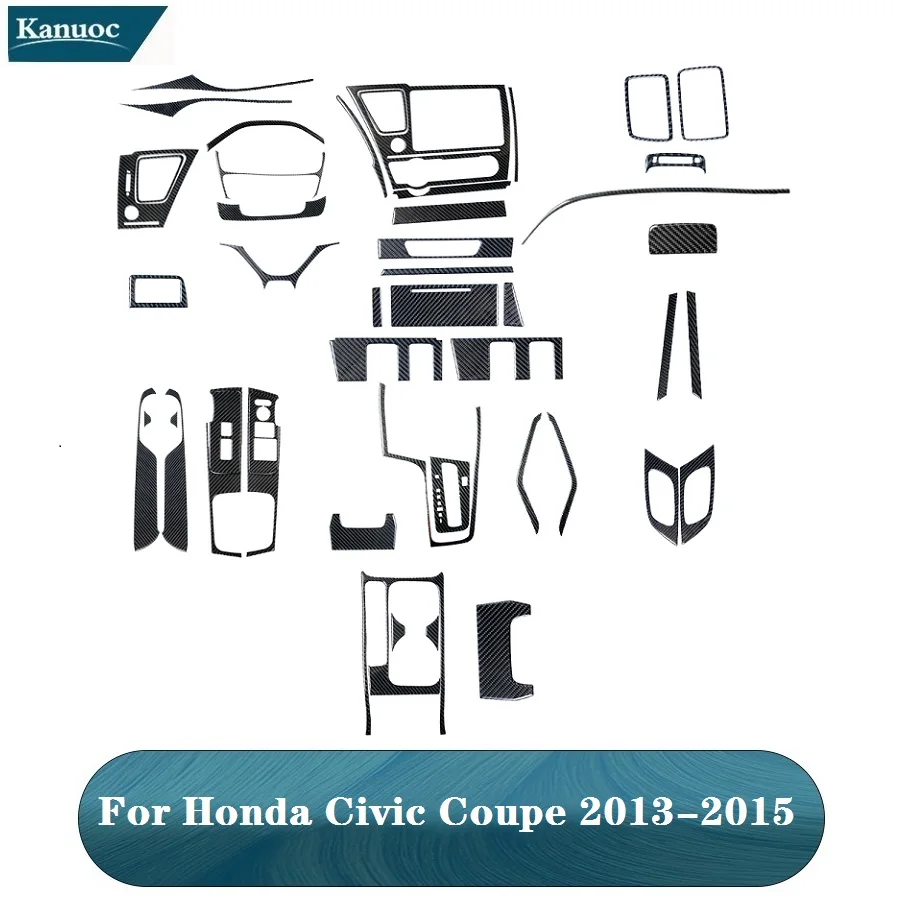 

Black Interior Carbon Fiber Various Parts Stickers For Honda Civic Coupe 2013 2014 2015 Car Decorative Accessories