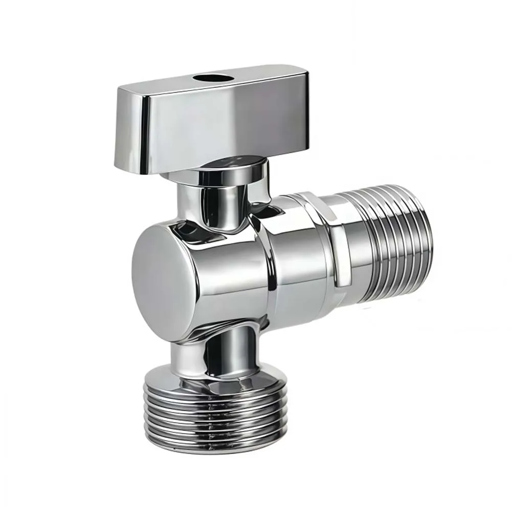 Zinc Alloy Corner Valve Faucet Featuring Polished Chrome Coating for Long Term Use and Space Saving Plumbing Setup