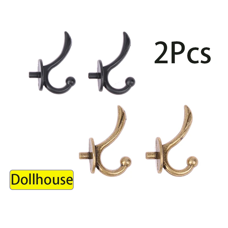 2pcs 1:12 Miniature Clothes Coat Metal Hook Wall Hanger Dollhouse Accessories Kid Gifts
