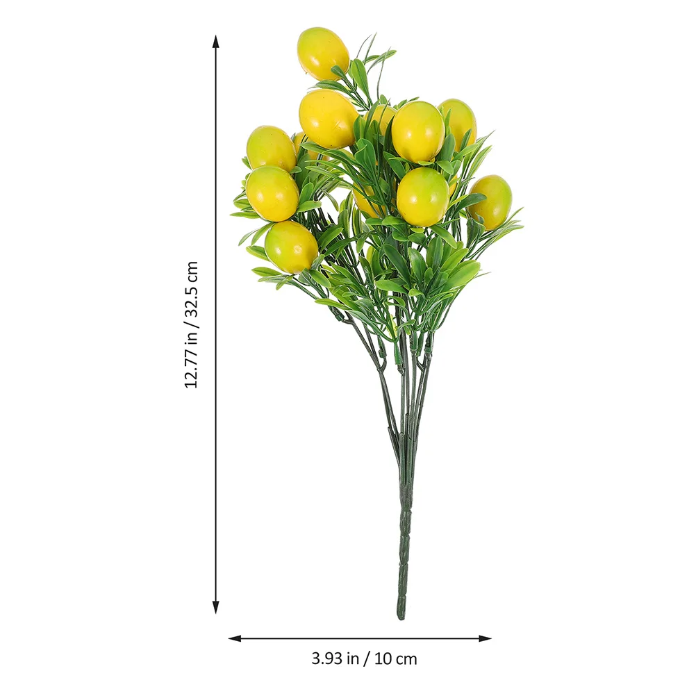 

3Pcs Fake Lemon Bunch Adorn Safe Material Birthday Holiday Events Daily Home Decoration Artificial Lemon Stem Artificial Lemons