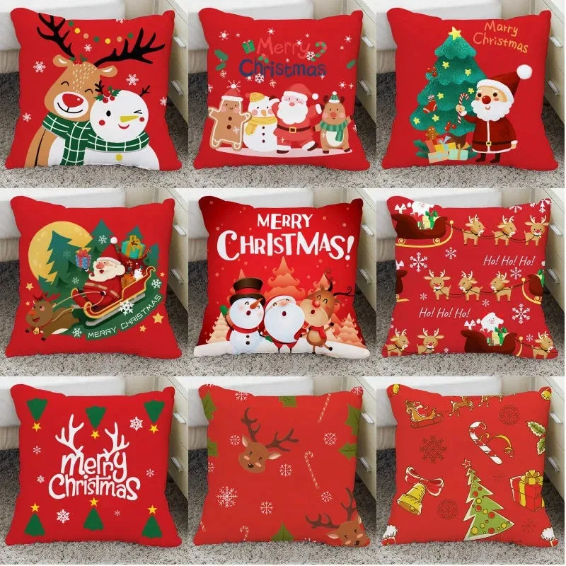 Christmas Themed Pillowcases Car Accessories Office Santa Claus Living Room Sofa Christmas Pillowcases