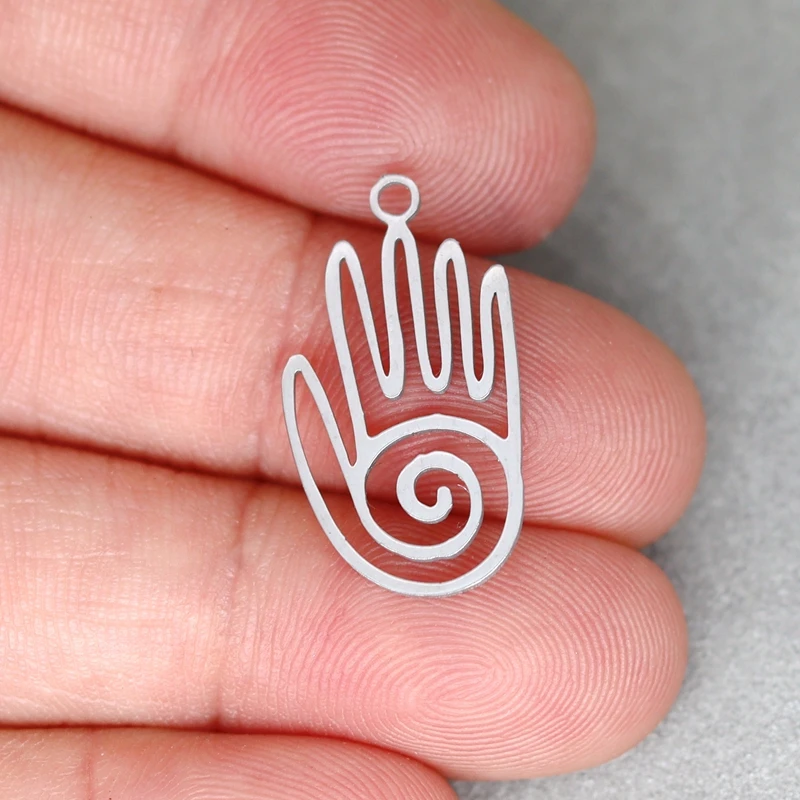 3pcs Stainless Steel Spiricle Line Hand Pendant DIY Craft Tassels Earrings Necklace Women Charms for Jewelry Making Accessories