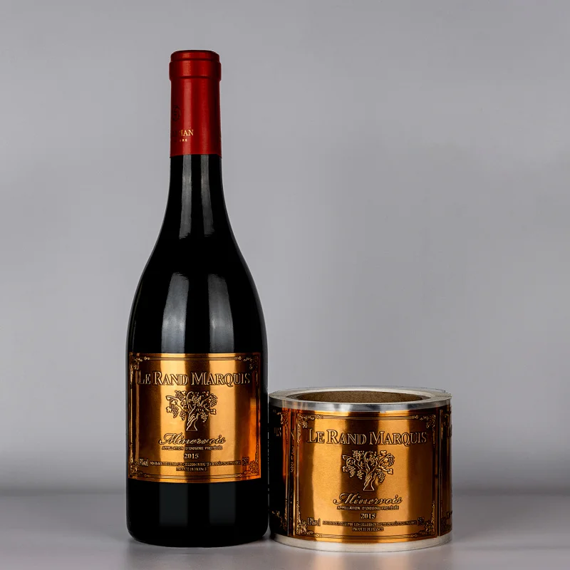 custom.Custom Printing Self Adhesive Embossed Metal Stickers Red Wine Perfume Bottle Printed Aluminum Labels Packaging