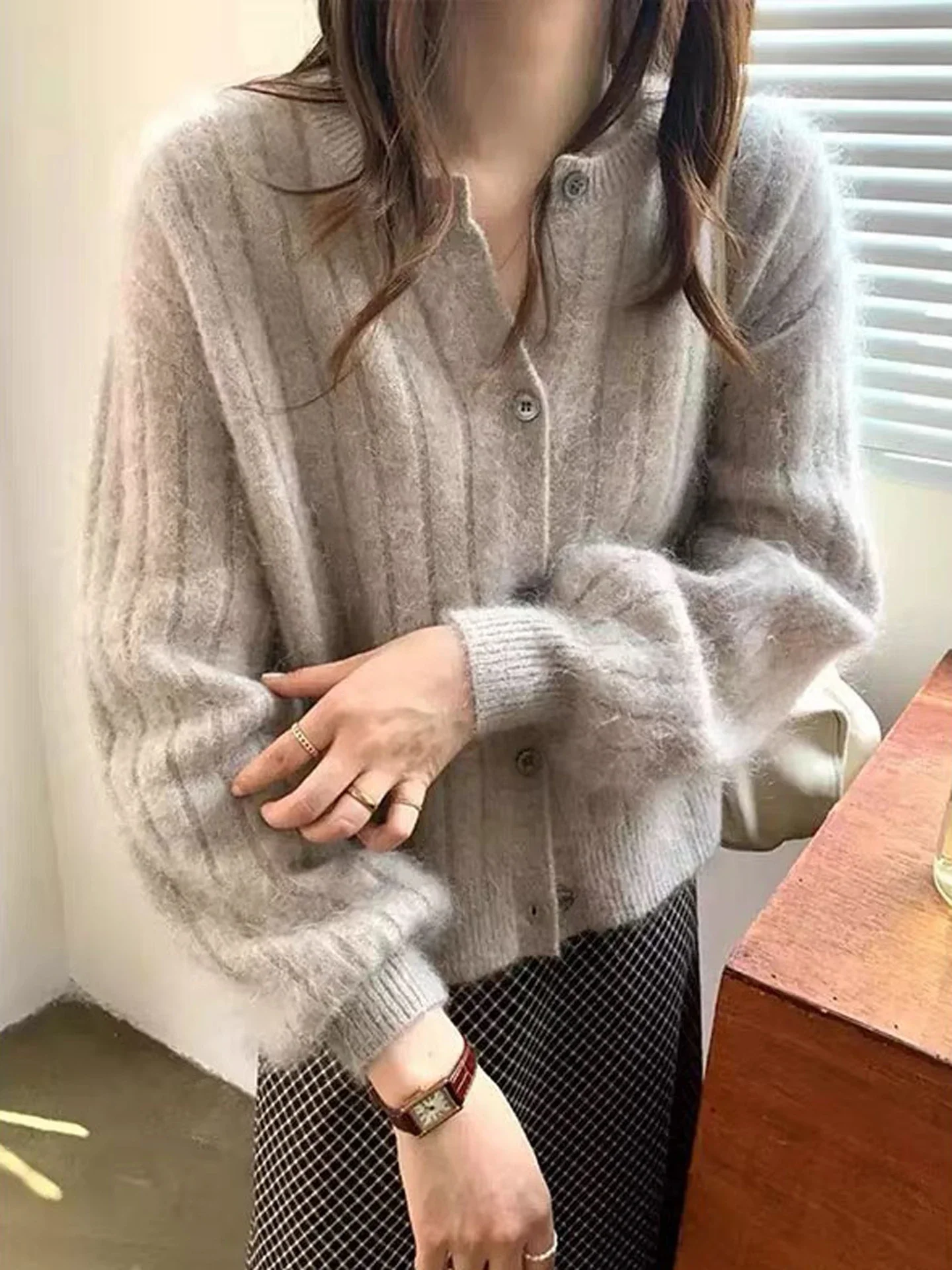 

Осенний кардиган, женский чистый свитер, высококачественный толстый вязаный мягкий восковой свитер, пальто