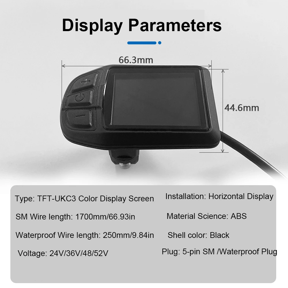 E-Bike LCD Intelligentes Display JN TFT-UKC3 Farbbildschirmanzeige 5-adriger SM/wasserdichter Stecker, mit USB-Schnittstelle, Fahrradzubehör