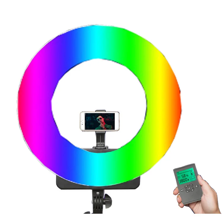 Photography Video Wireless Selfie 18 Inch Light Emitting Diode Ring Light Makeup Light RGB Can with Tripod and Mirror