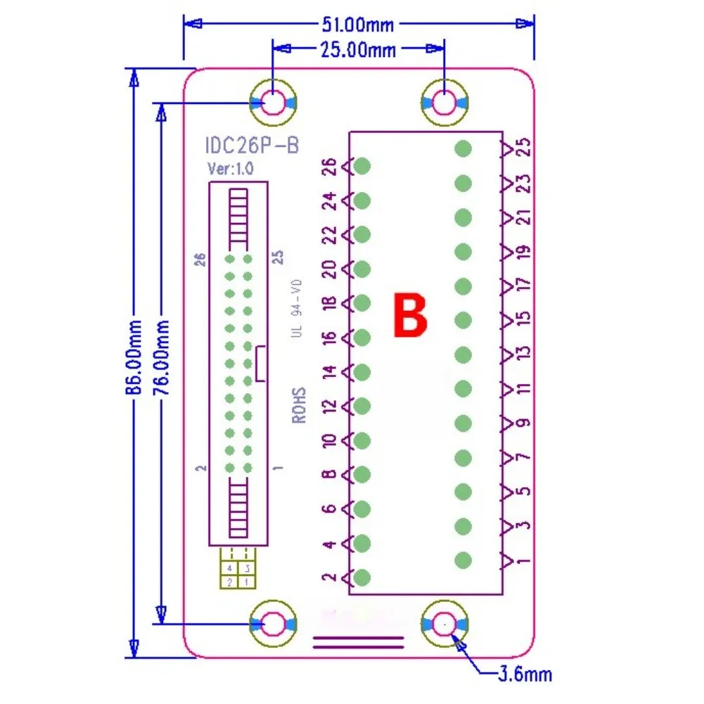 PLC Wiring Adapter IDC 26-pin Connector 26-pin IDC Interface Pluggable Connection Connector Green For PLC Systems