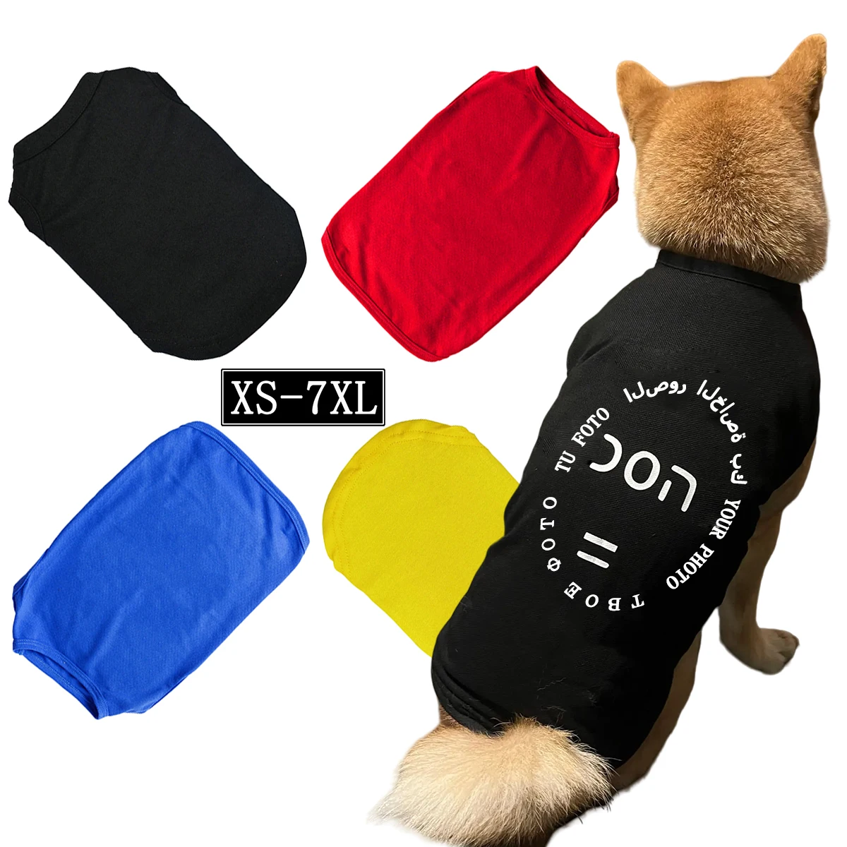 1 Pc OEM Dog Vest Outfit Customized Cool Sport T-shirt Pet Tank Top Breathable Apparel Photo Print Relaxing Dog Hair Accessories