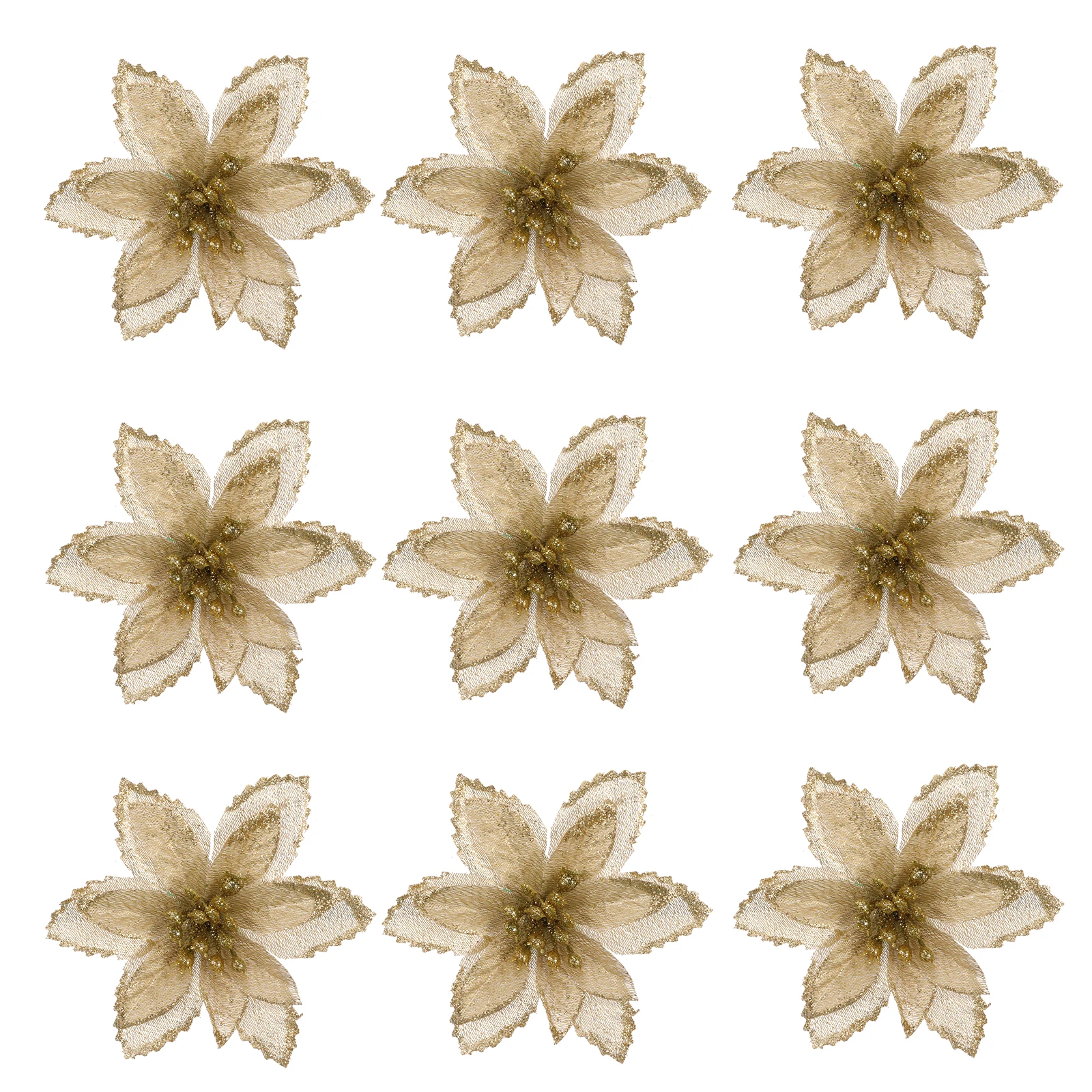 

24 Pcs Christmas Flowers Gold Dust Festive Decor Supplies Decor Lifelike Fake Xmas Tree Adornments Festive Supplies
