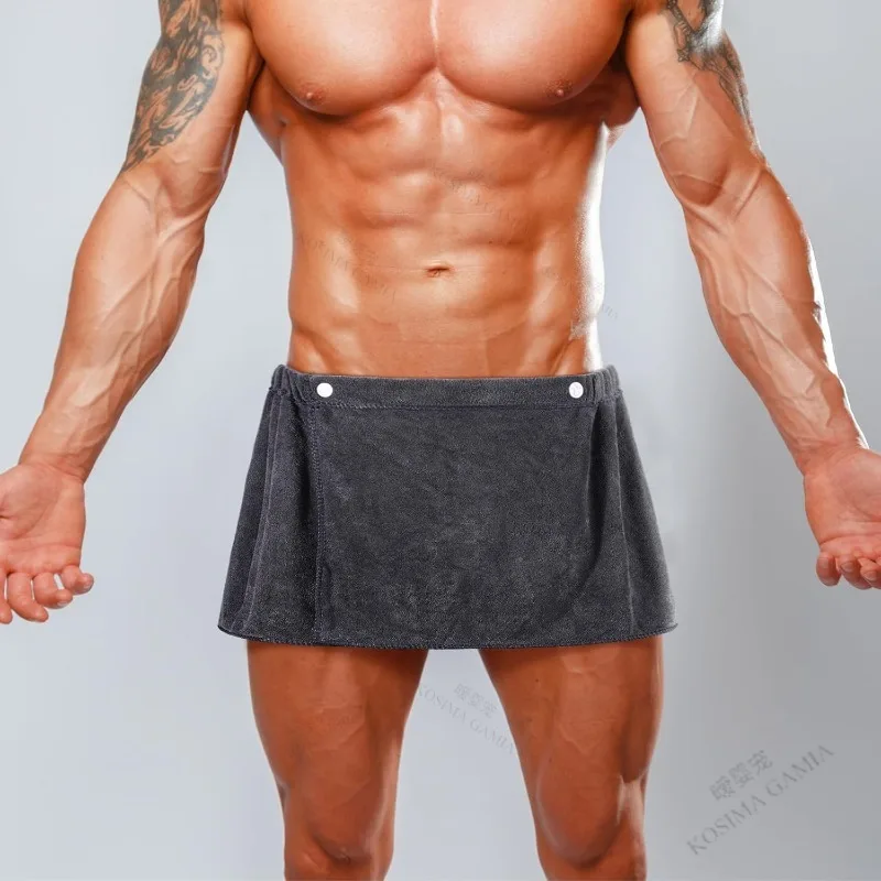 Herren Komfortabler Sauna-Rock Weicher Atmungsaktiver Dusch-Bademantel, Tragbares Badetuch Magischer Rock Strand-Bademantel Erwachsenen-Sport-Bademantel