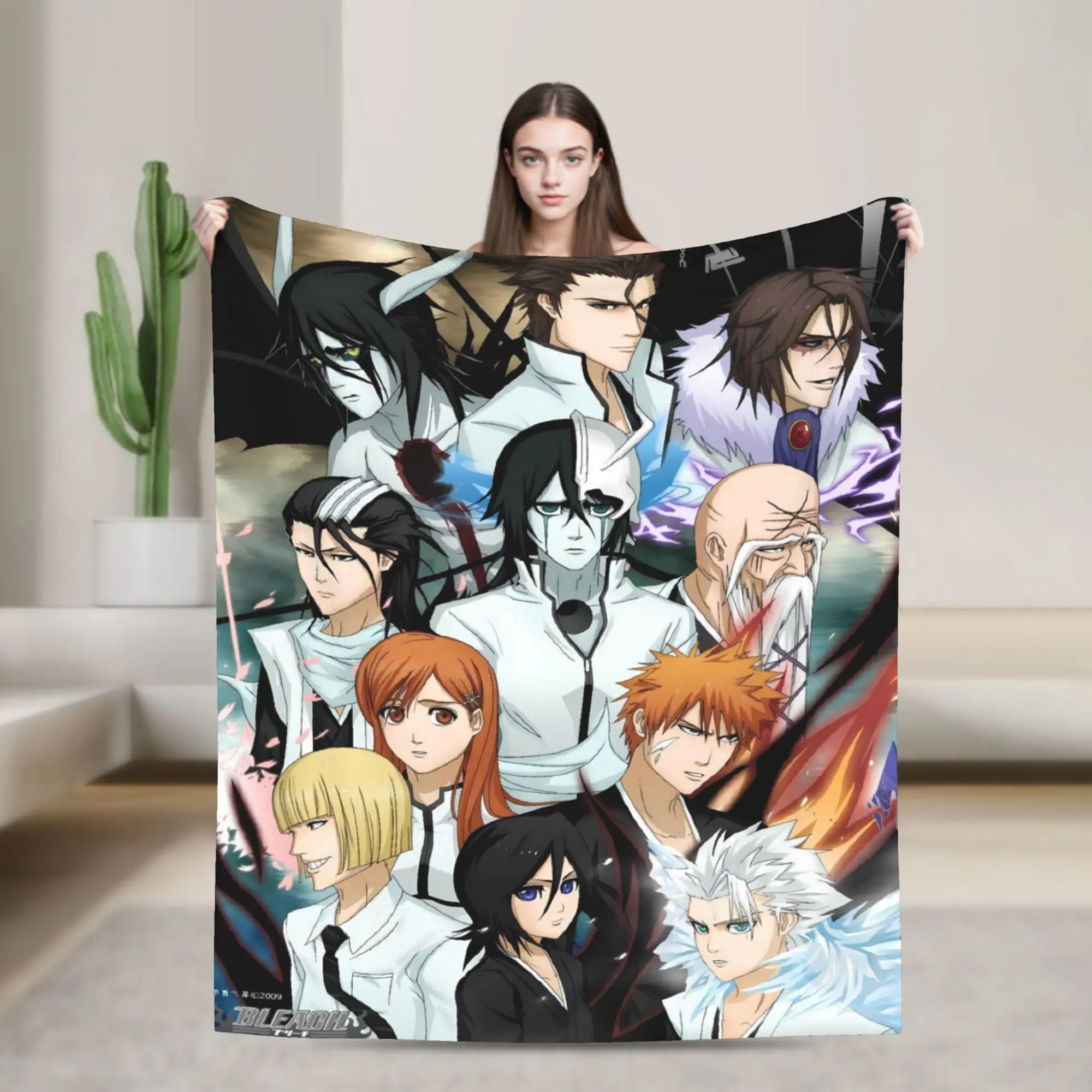 Ichigo Uryu Chad Team Super Warm Blankets Bleached Camping Plush Bedding Throws Pattern Home Decor Flannel Bedspread Sofa Bed