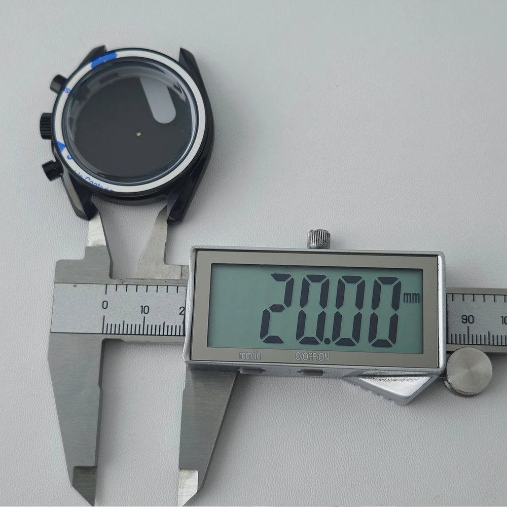 39,7mm Hochwertige Uhrenbox Passend für VK63 Quarz-Uhrwerk Uhrenteile für Herren Schwarzes Edelstahl VK63-Gehäuse 20mm Uhrenarmband – Detail 9