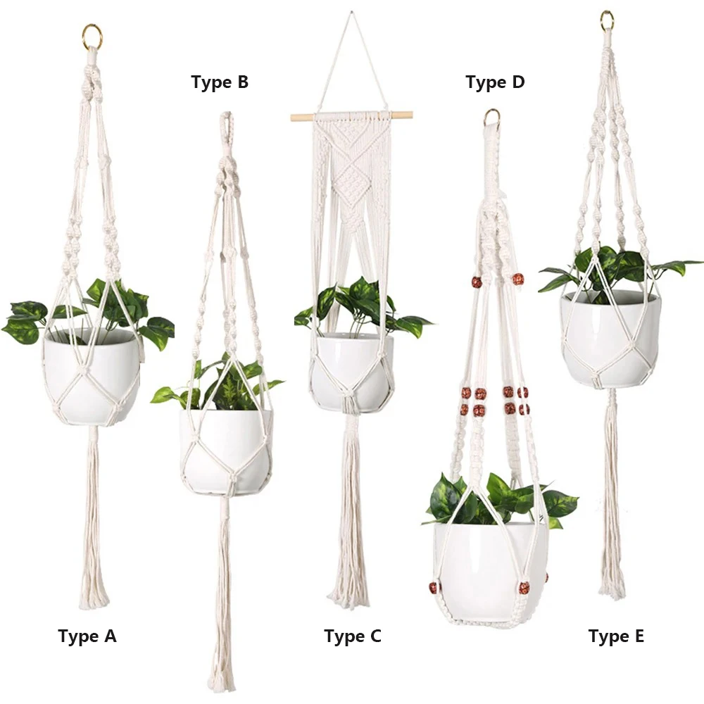 Tuinplant Hangende Mand Katoenen Touw Hanger Plant Bloemenmand Pot Plantenbak Hanger Handgemaakte Macrame Pot Pocket Home Decor 1pc