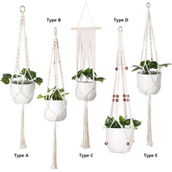 Jardim planta pendurado cesta de algodão corda cabide planta cesta de flores pote plantador cabide artesanal macrame pote bolso decoração para casa 1pc