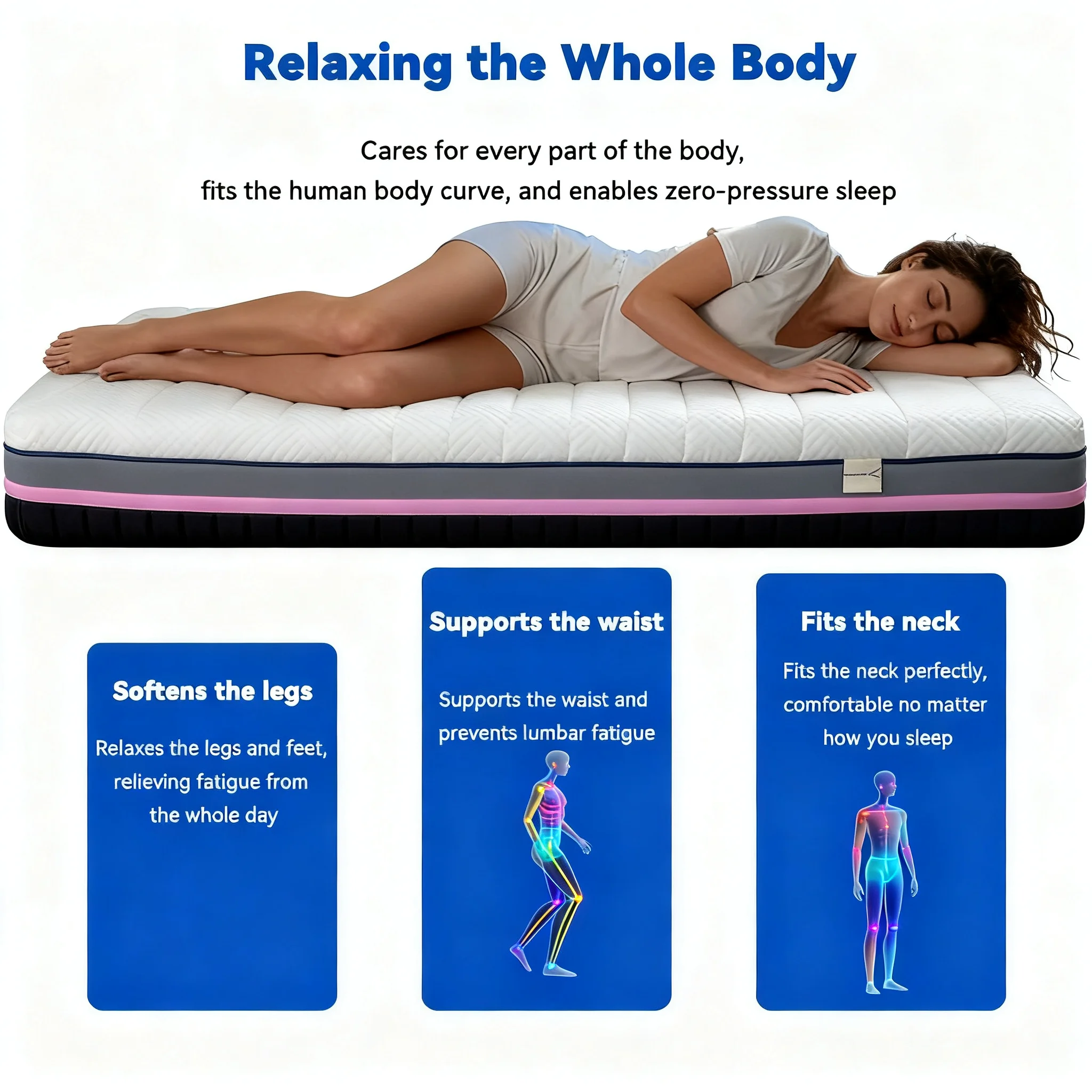 مرتبة إسفنجية الذاكرة ثلاثية الأبعاد حديثة متوسطة الحجم قابلة للتنفس ولا تسبب الحساسية عالية الجودة لغرفة النوم والأثاث المنزلي والشقق المدرسية والفندق #4