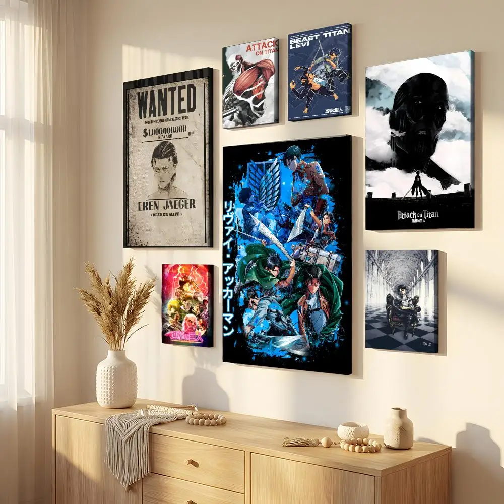 A-Attack On Titan Framed Wall Painting Framed Canvas Wall Art Waterproof Wall Decor For Living Room Bedroom