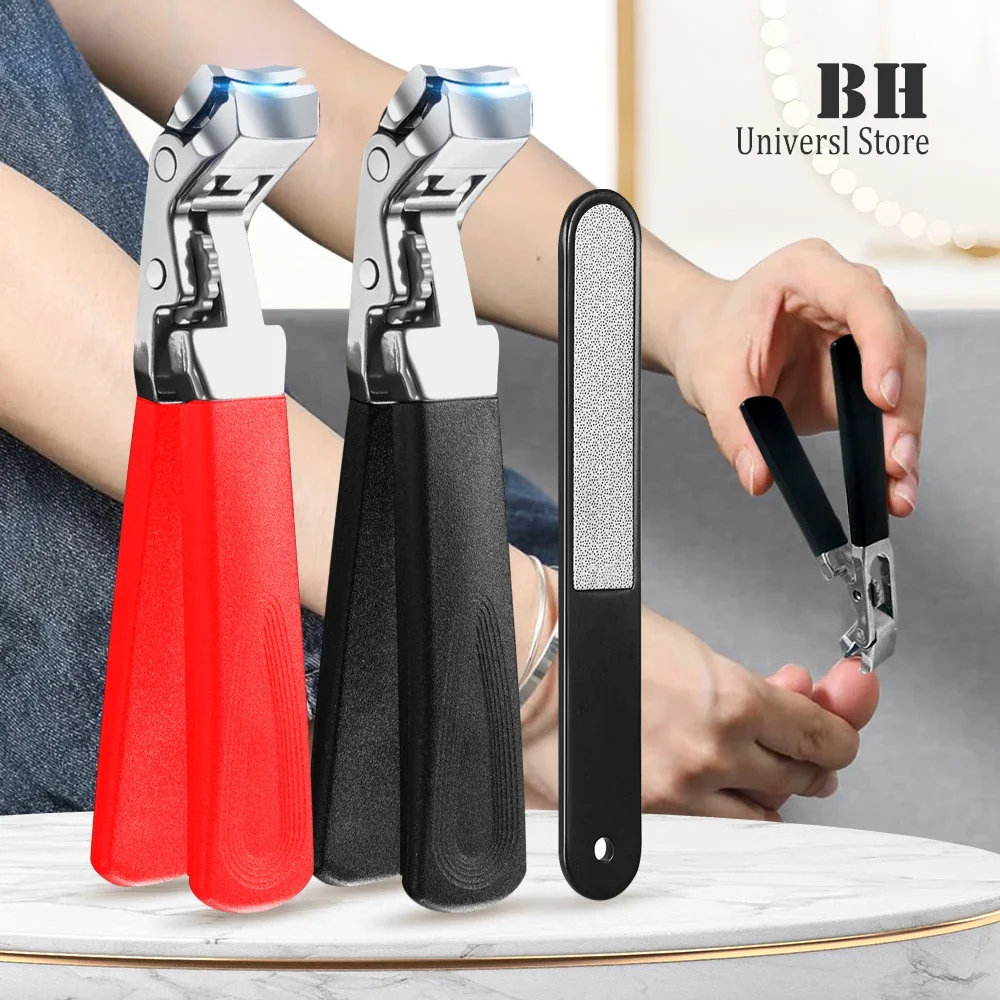 

2Pcs/set Angled Head Nail Clipper with Nail File Thick Nails Glue Fingernail Toenail Clipper with Catcher Manicure Tools Wipes