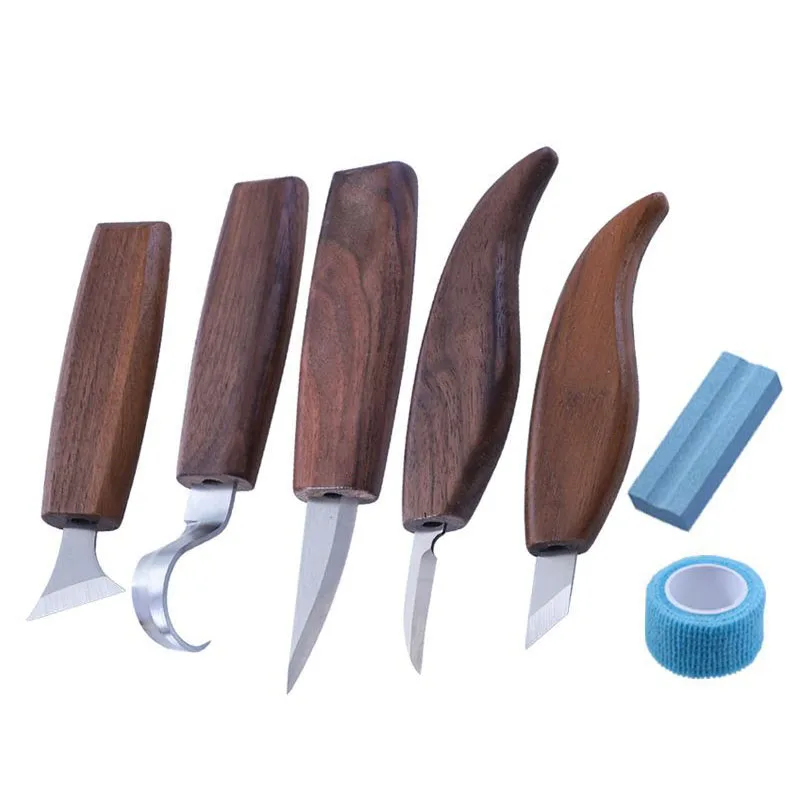 

K50 7Pcs Wood Carving Knife Chisel Woodworking Cutter Hand Tool Set Peeling Woodcarving Sculptural Spoon Carving Cutter