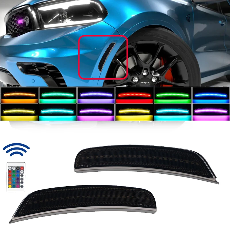 Color Changeable Front Fender LED Side Marker RGB Light For Dodge Durango 2021-2025 Car Styling Accessories