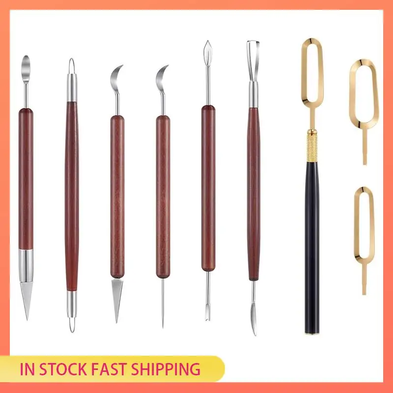 

AA05 7-компонентный набор инструментов для лепки из гончарной глины, двусторонние инструменты для резьбы по нержавеющей стали с набором лезвий