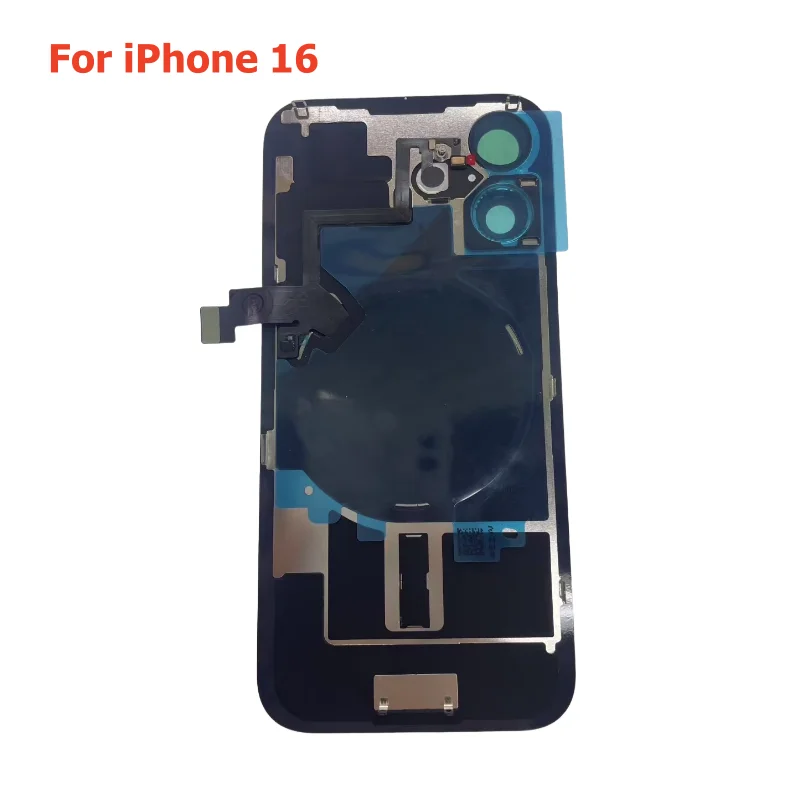 For iPhone 16 Pro Max 16 Plus 16Pro Back Glass Cover Rear Case Door Housing with Wireless Flex Cable Metal Plate Replacement