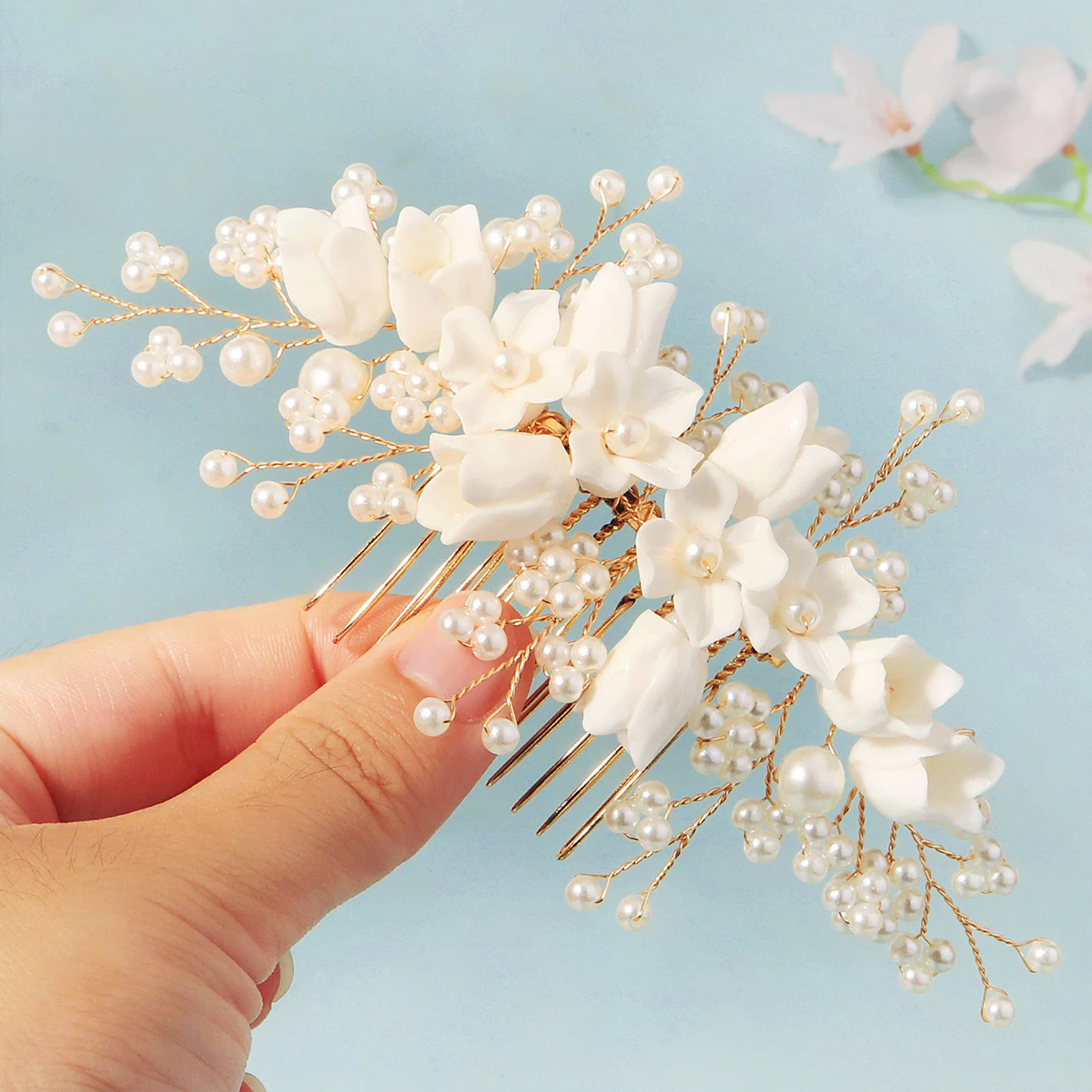 

Women's Hair Comb Pearl Headband Resin 3D Floral Hair Comb for Wedding Bridal Hair Accessories Jewelry Comb Hairband Gift