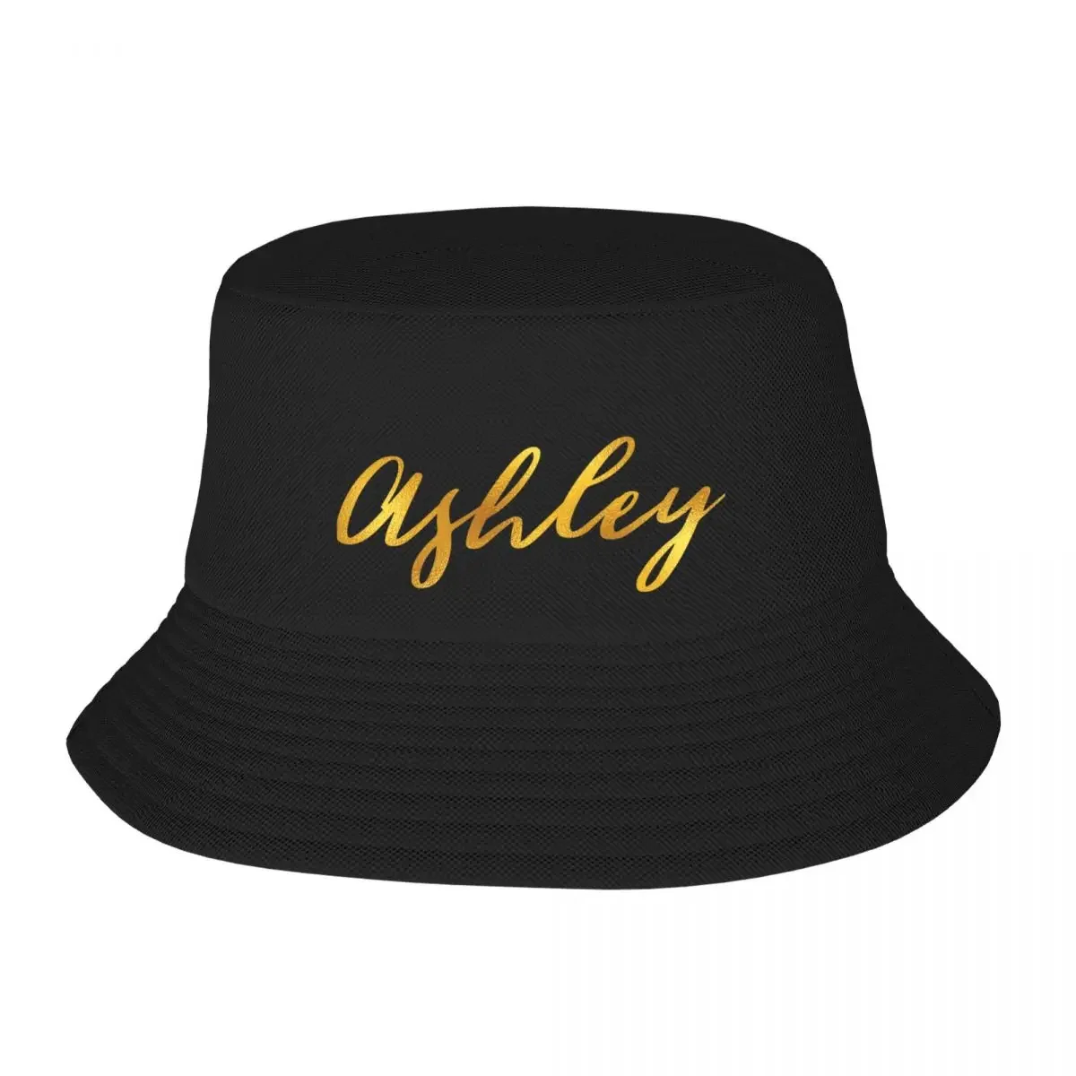 Ashley Name Hand Lettering in Faux Gold Letters Bucket Hat Beach Outing Sports Cap beach hat western Hat Men Women's