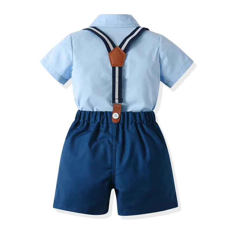 Top En Top Zomer Kinderen Jongens Heren Kleding Sets Kids Shorts Bowtie Shirts + Bretels Formele Pakken Outfits