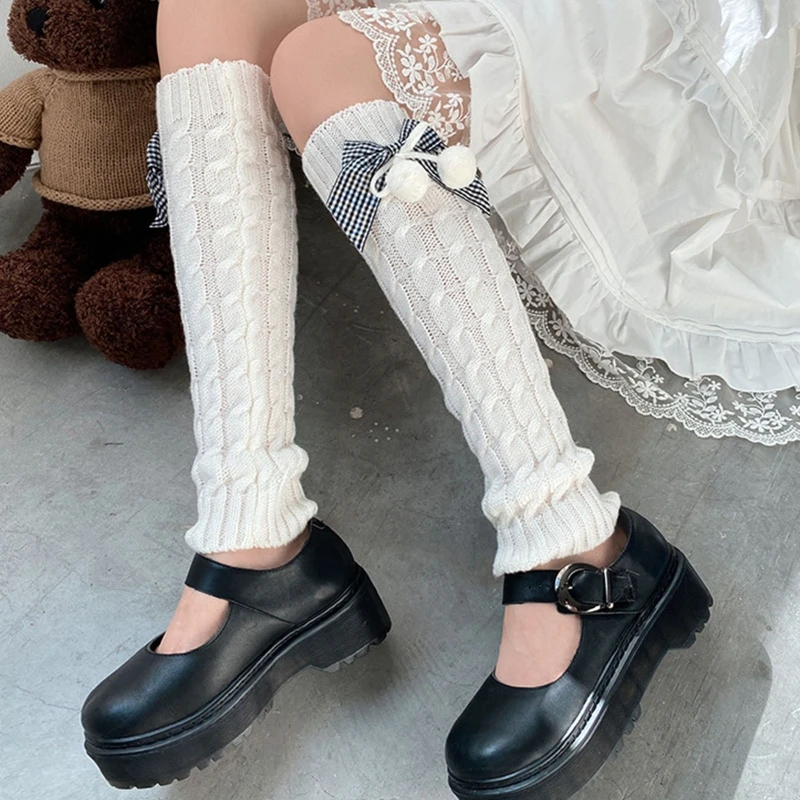 

Женские вязаные зимние гетры Lolita Japanese JK свободные стильные женские сапоги до колена чулки Леггинсы теплые ноги