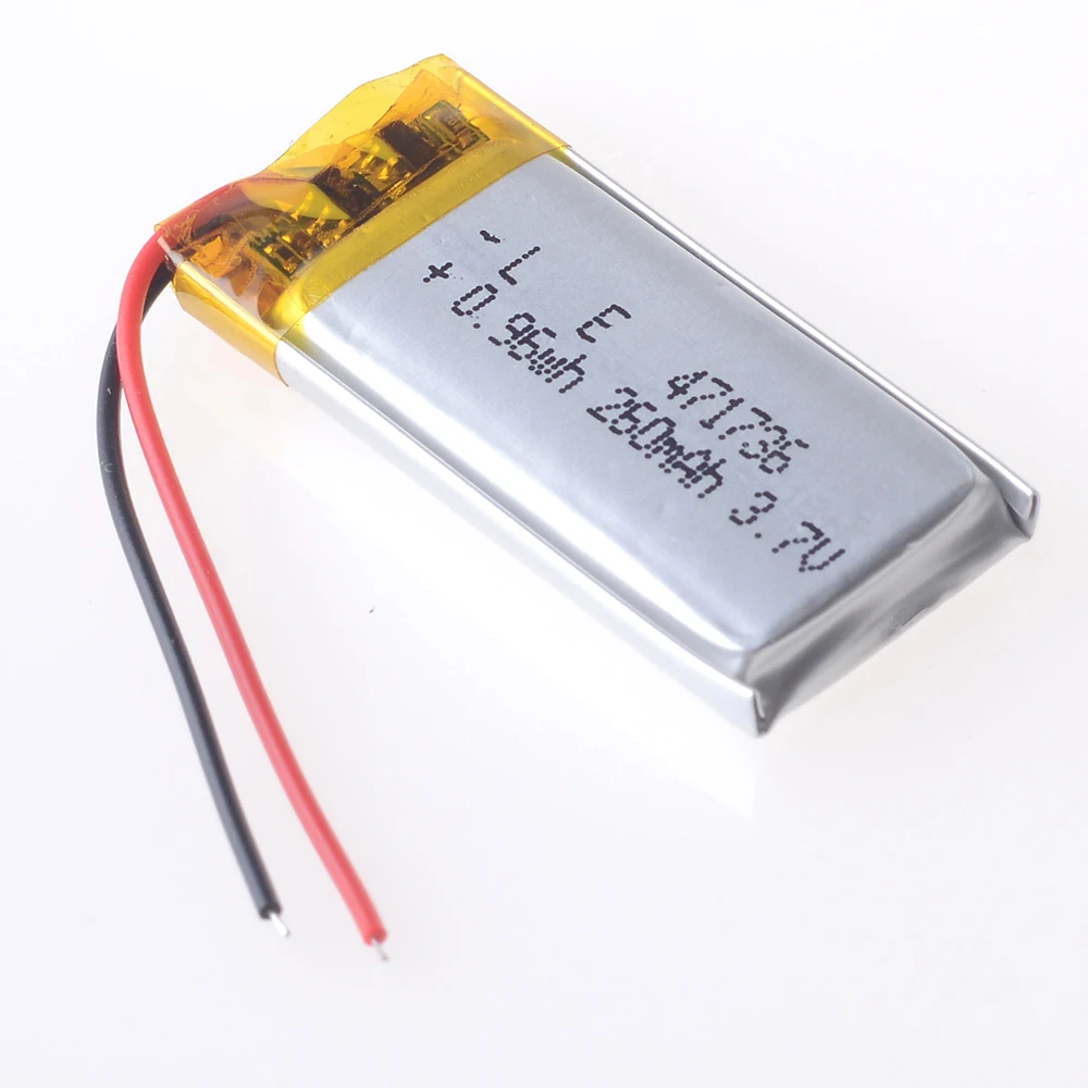 471736   3.7v 260mah recarregável li-ion polímero bateria de lítio lipo baterias para fones de ouvido bluetooth gravador dvr registrador