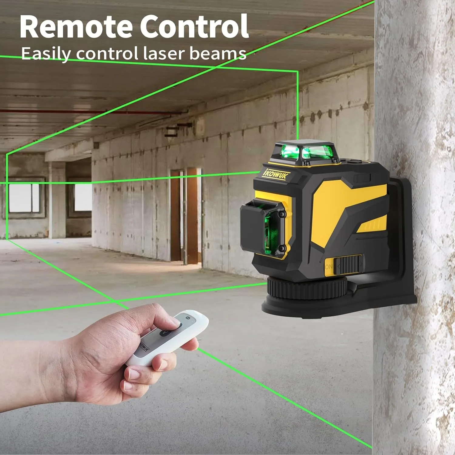 IKOVWUK Laser Level, 3x360° Cross Line Laser for Construction and Picture Hanging, 12 Green Lasers with Self-leveling