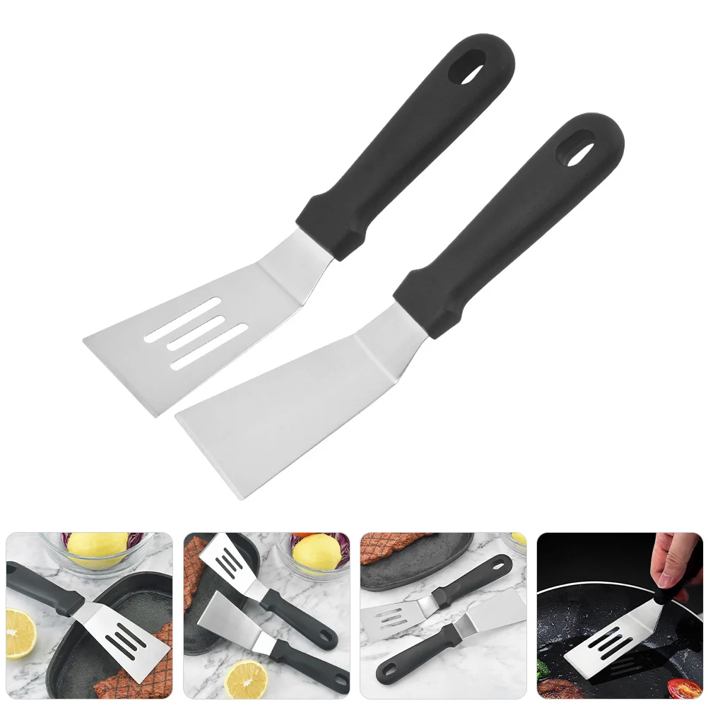 

2Pcs Kitchen Stainless Steel Spatula Set Versatile Frying Steak Spatula Cooking Tool Nonstick Easy Clean Comfortable Grip