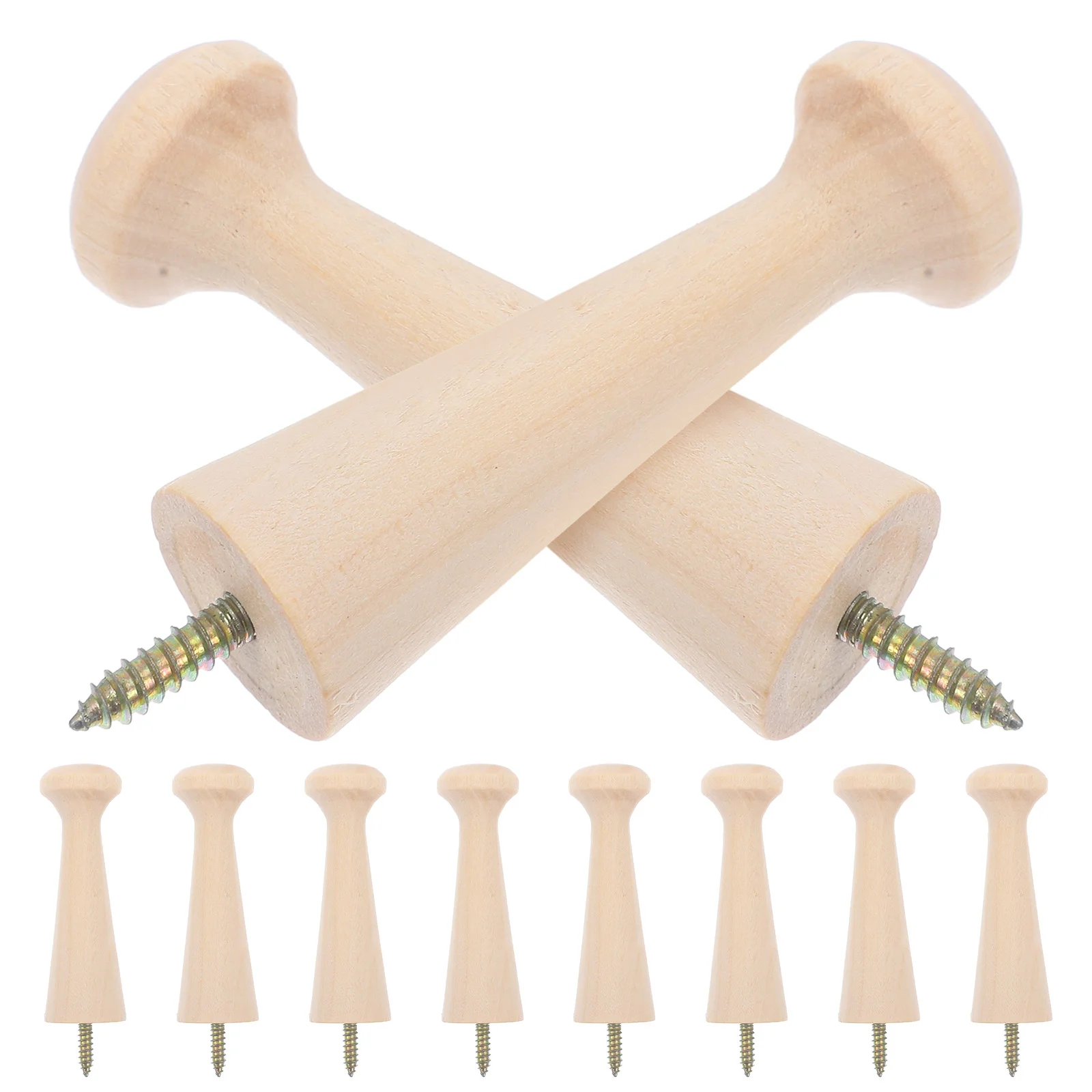 10 Pcs Wall Pegs Shaker Solid Wood Hook for Shelves Mini Wooden Coat Hooks Wall-mount Robe