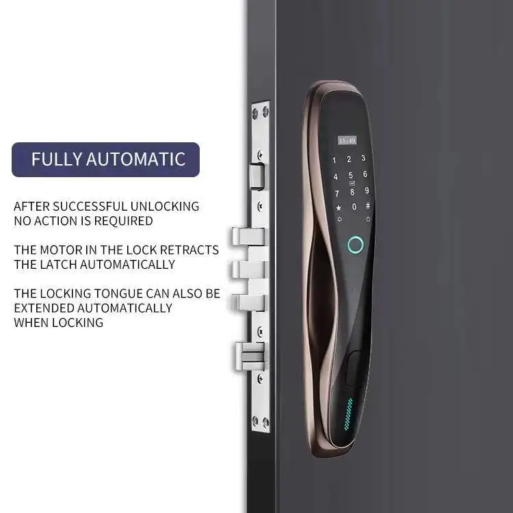 Pushpull Lock Automatic lock Tuya WiFi Rechargeable battery biometic Fingerprint Password RFID card 6068 mortise smart door Lock