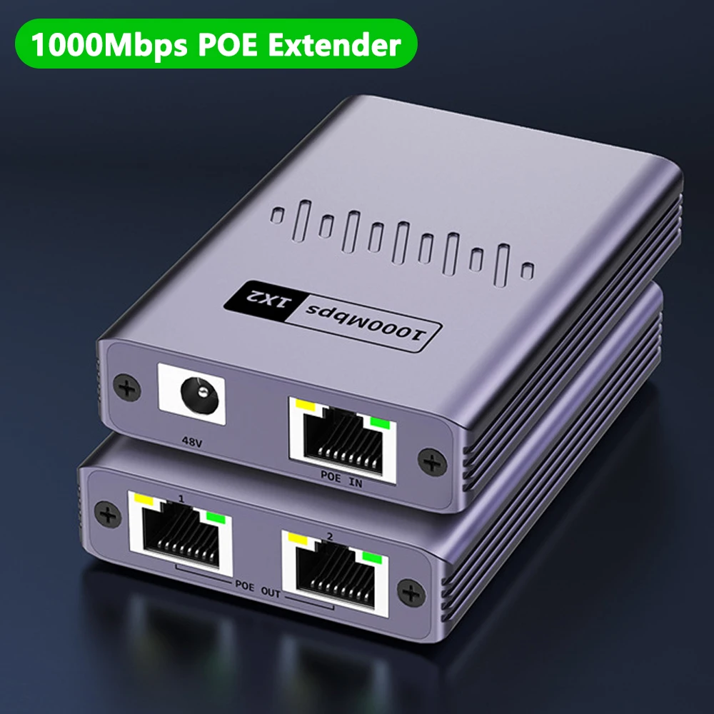 IP 카메라용 기가비트 2 포트 POE 확장기, IEEE 802.3af/at PoE + 표준 10 100 1000Mbps POE 리피터, 100 미터 (328 ft) 확장기