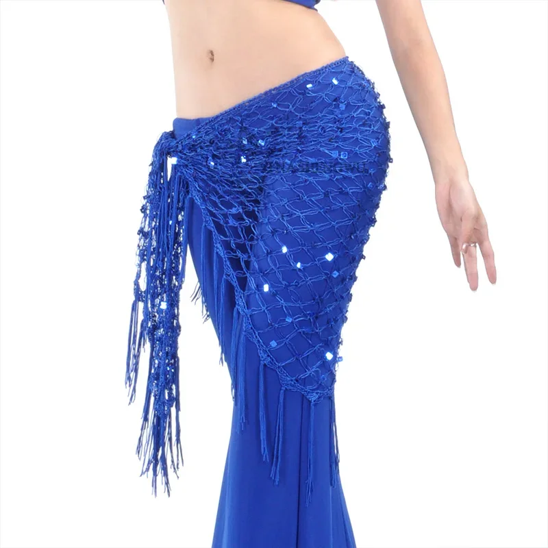 Buikdans Hippe Sjaal Dansaccessoires Rekbare Lange Kwast Driehoek Riem Hand Gehaakte Buikdansen Hippe Sjaal Pailletten 12 Kleuren