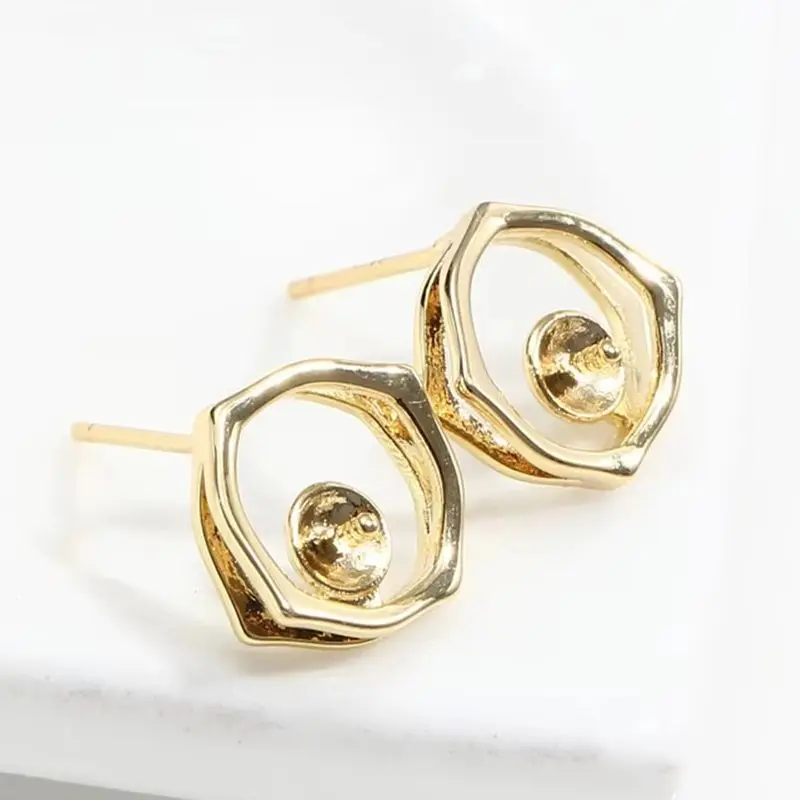 

14K Gold Plated Brass Earwire Fasteners,Pearl Earring Settings ,Earring Fixtures For Jewelry Making,Earring Making Accessories