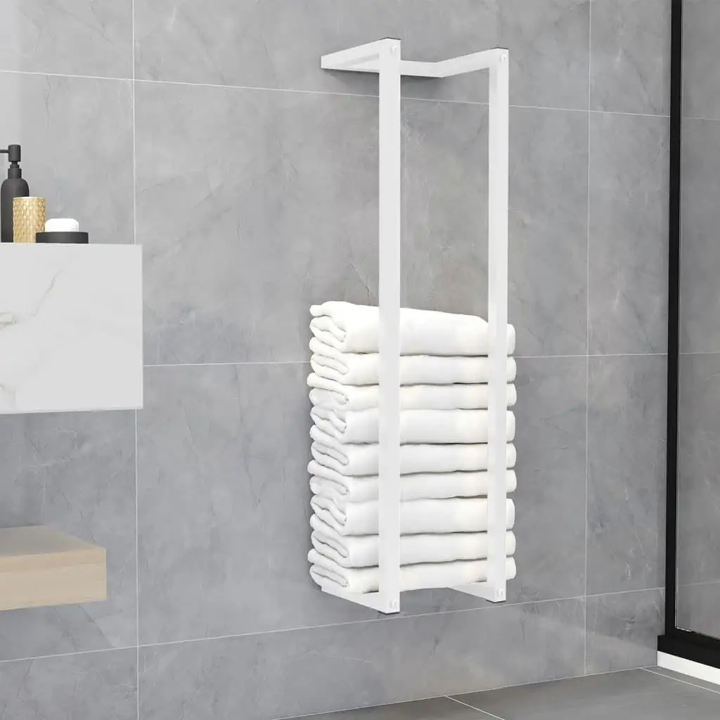 25x20x95cm White Steel Towel Rack - Durable Bathroom Organizer