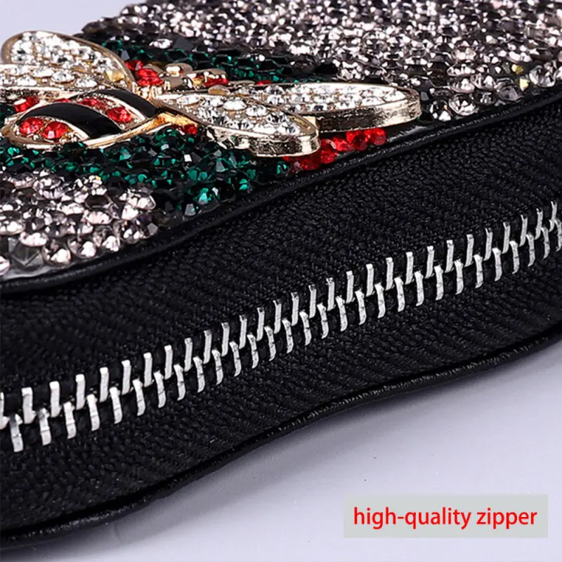 Car Key Bag Cute Bee Diamond Multi-function Zipper Universal Lady Driver\'s License Organizer Auto Key Cover Accessories