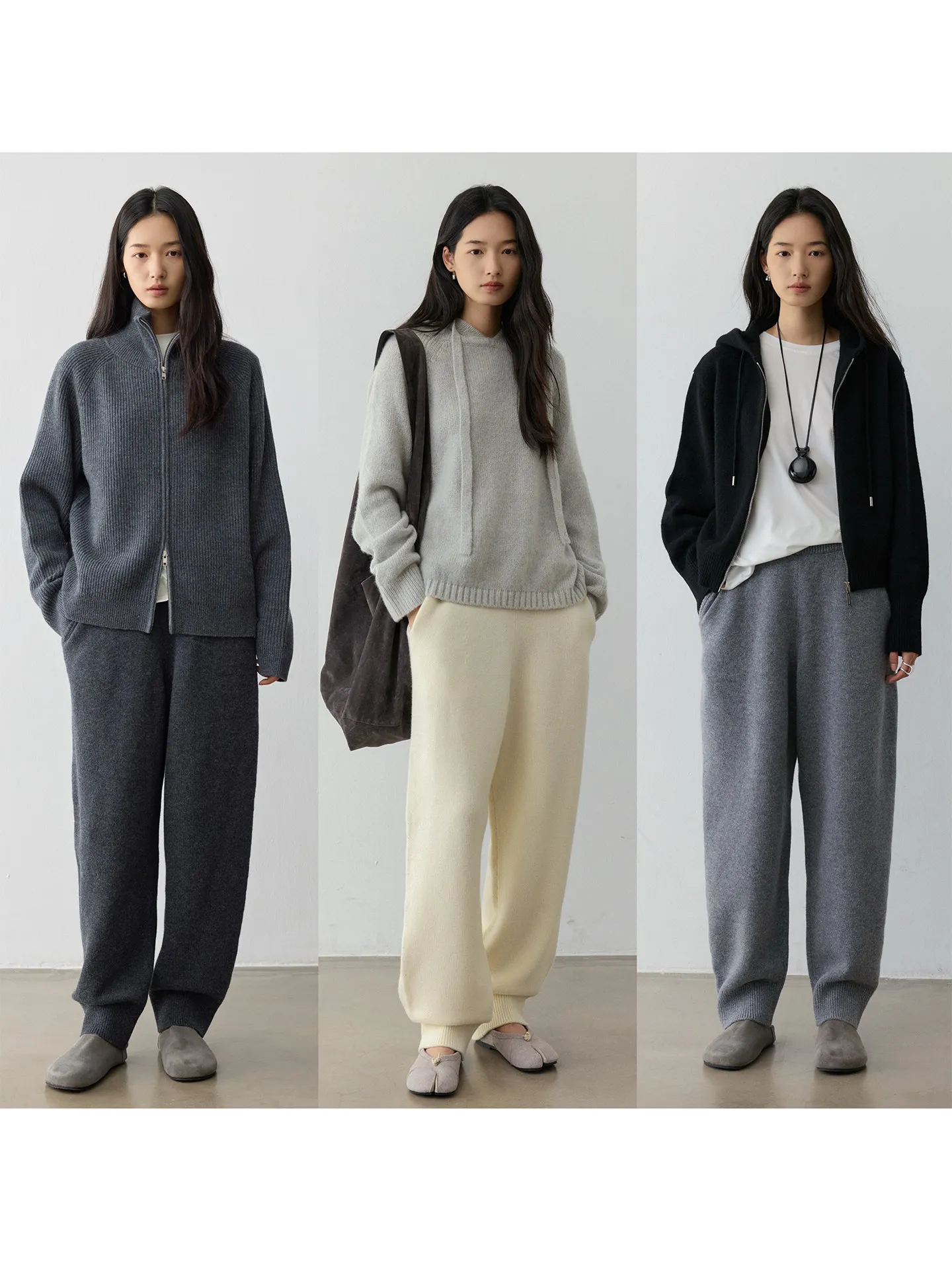 Winter life-saving artifact! Heavy 4-strand thickened relaxed circular arc micro-pile foot-closing pure wool knitted sweatpants