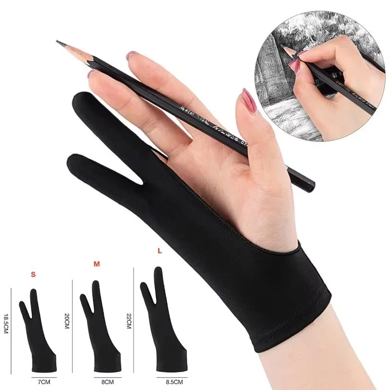 

S/M/L Two-Finger Drawing Gloves Anti-touch Anti-fouling For IPad Capacitive Digital Board Touch Screen Oil Painting Art Supplies