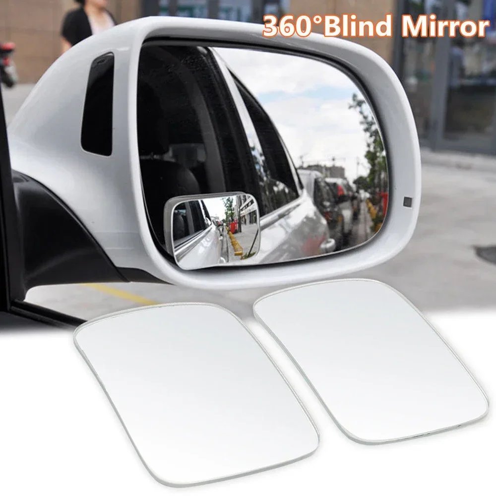 2pc Adjustable Car Blind Spot Glass Mirror 360 Degree Side Wide Angle Rear View Small Frameless Round Mirror Auto Safety Driving