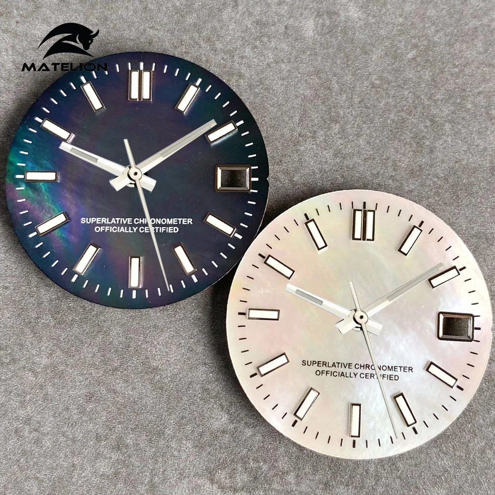 MATELION Black White High Quality MOP Mother of Pearl Shell Dial 29mm Fit NH35 NH36 Diving Watches Accessories Luminous Index