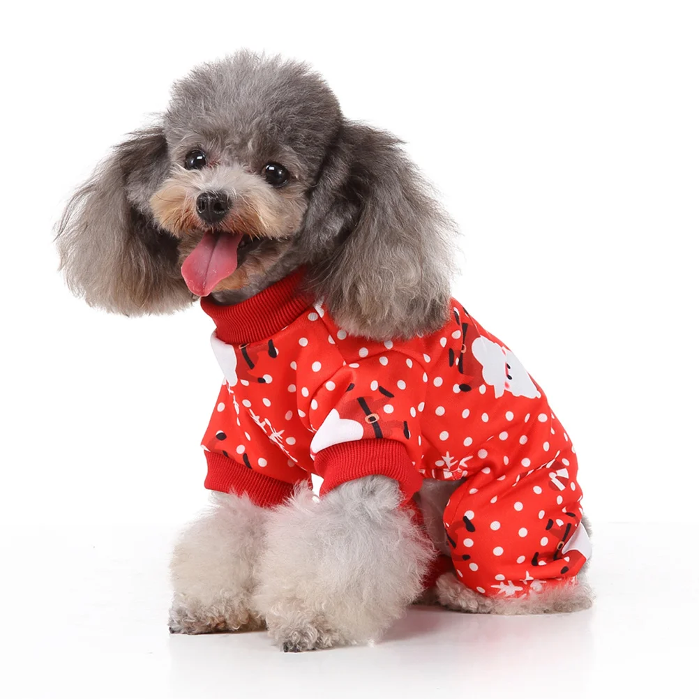 

Pet Clothes For Dogs Christmas Snow Santa Pattern Warm Puppy Outfit Durable Comfortable Fit Outdoor Walking Jogging Party