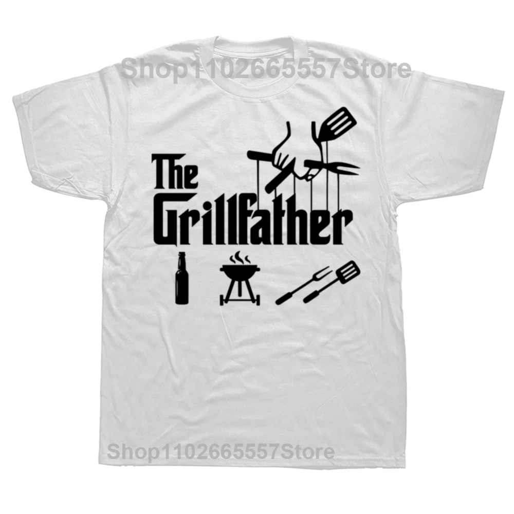 The Grillfather Funny T Shirt BBQ Meat Grill Cooking Joke Tee Gifts for Dad Grandpa Men Summer Style Streetwear T-shirt Men