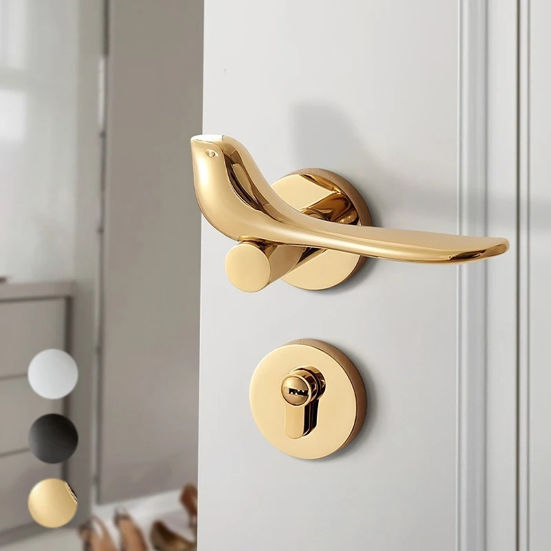 

Golden Bird Modern Split Door Lock Mute Magnetic Household Bedroom Wooden Door Handle & Lock Cylinder