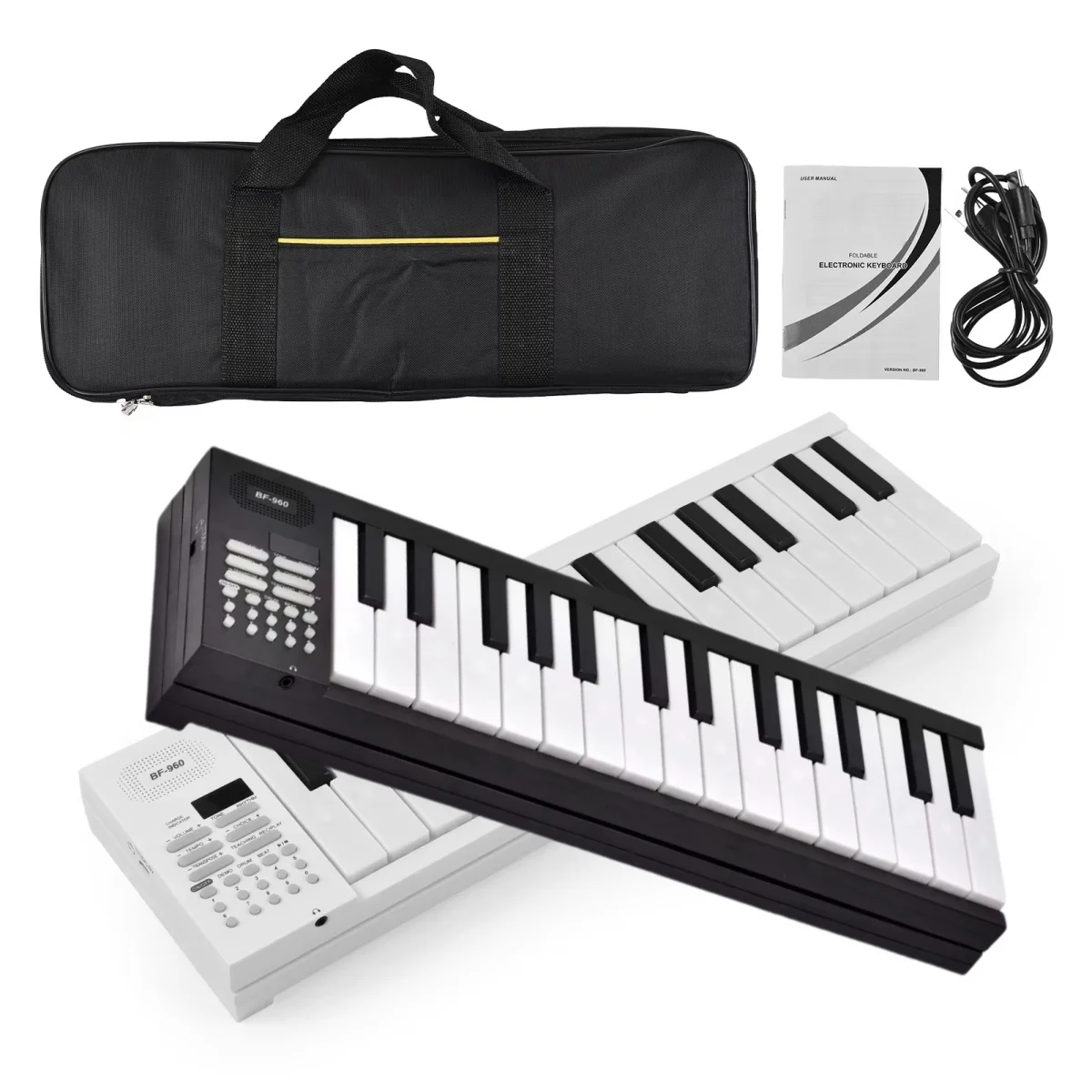

61 Key Foldable Electronic Piano Portable Piano Keyboard w/LED Display/Built-in Battery/Electronic Keyboard Musical Instrument
