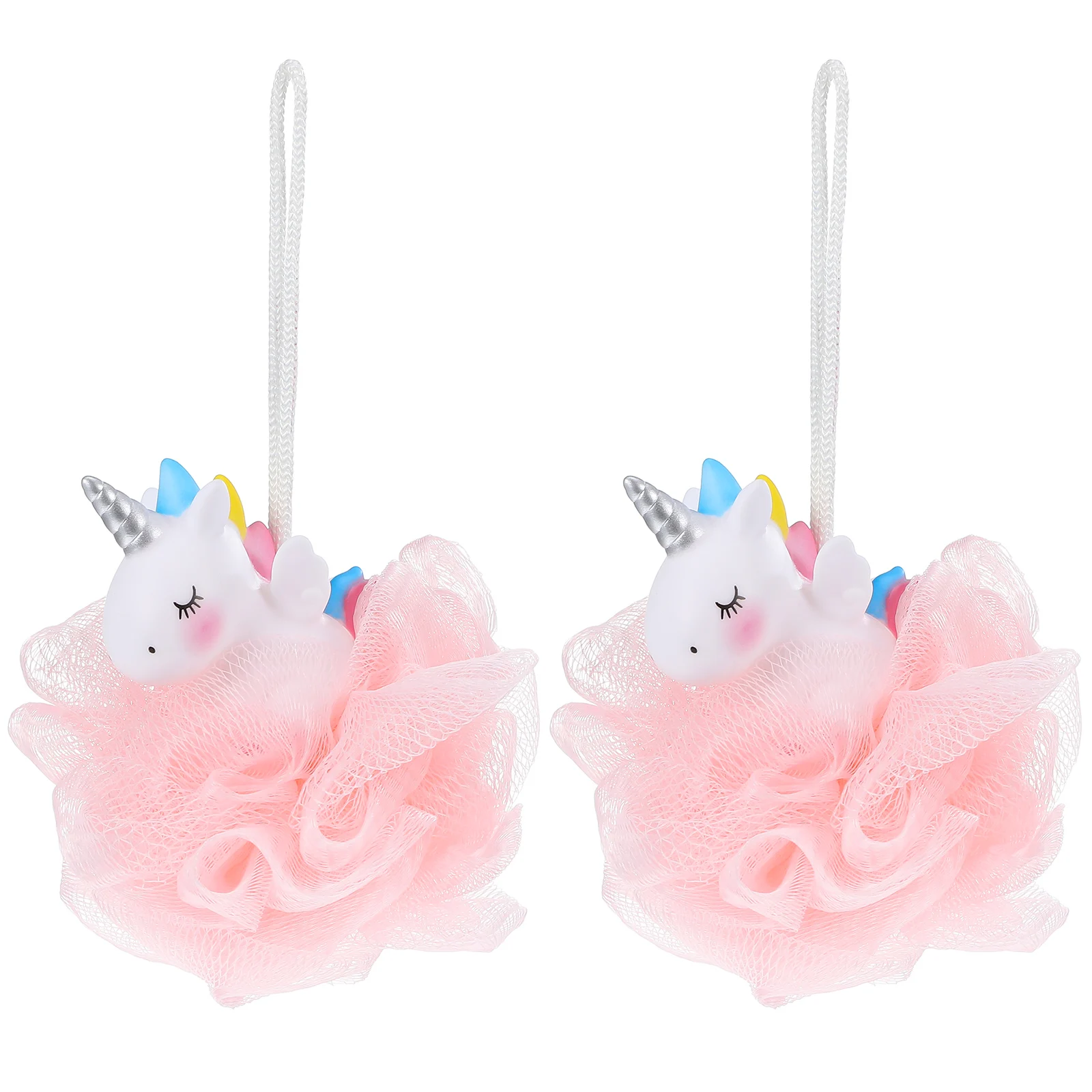 

2 pcs Unicorn Bath Ball Kids Loofah Shower Sponge Soft Cleansing Foam Travel Pink White Cartoon Children Bath Body Scrubber