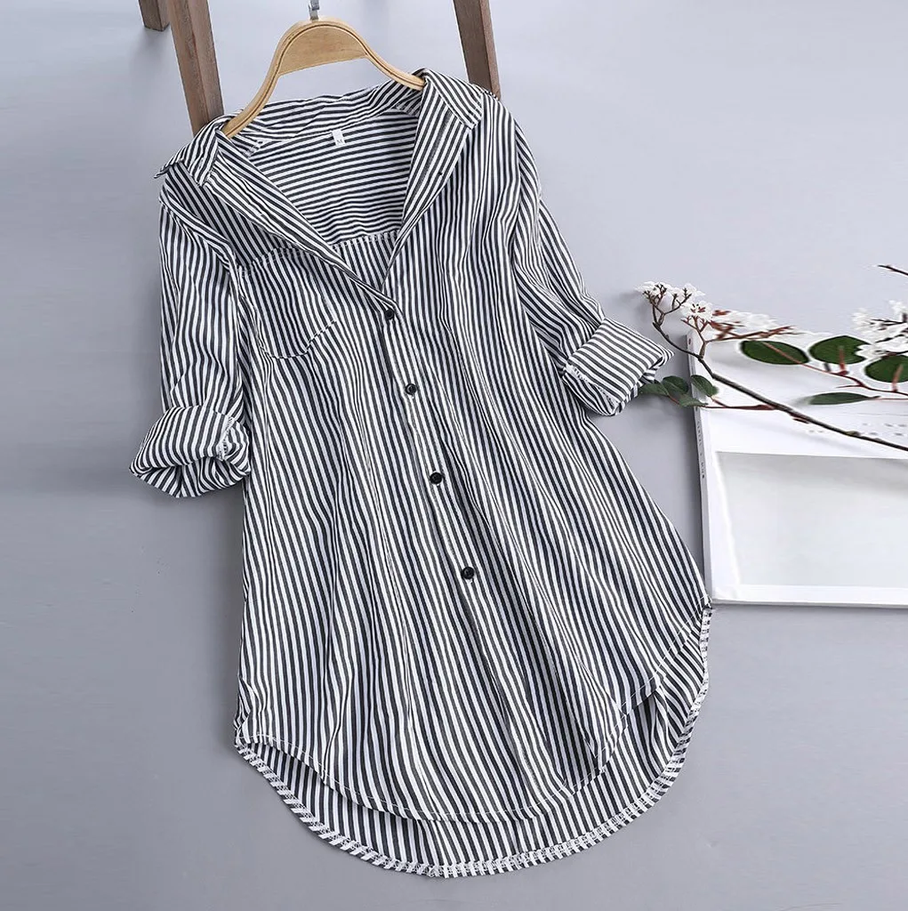 Chic Plus Size Tops For Women Autumn Tunic 2024 Fashion  Stripe Casual Blouse Women White Ladies Top Loose Shirts Camisa Mujer