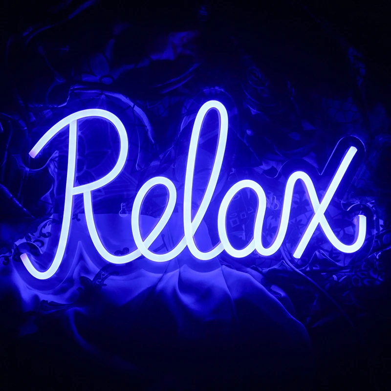 

Relax Neon Letter Sign LED Lights Hanging Wall Art Lamp Nice Room Decor For Studio Party Bar Club Ease Design Decoration Gift